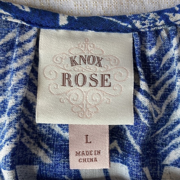 Knox Rose Blue Dress Short Sleeve Tiered Midi Ruffle Scoop Neck Size L - Picture 7 of 10